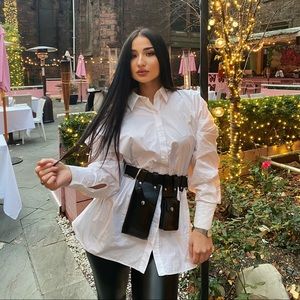 WHITE BLOUSE WITH BELT TOGETHER